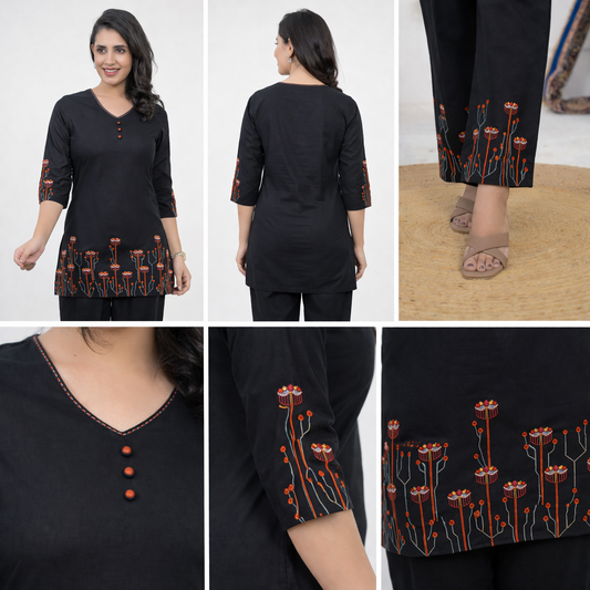 Elegant Black Printed Co-Ord Set