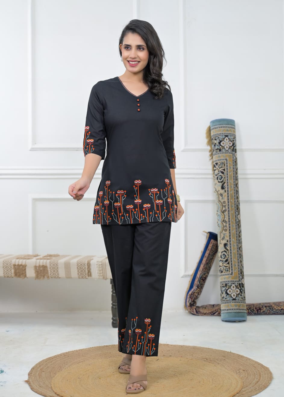 Elegant Black Printed Co-Ord Set