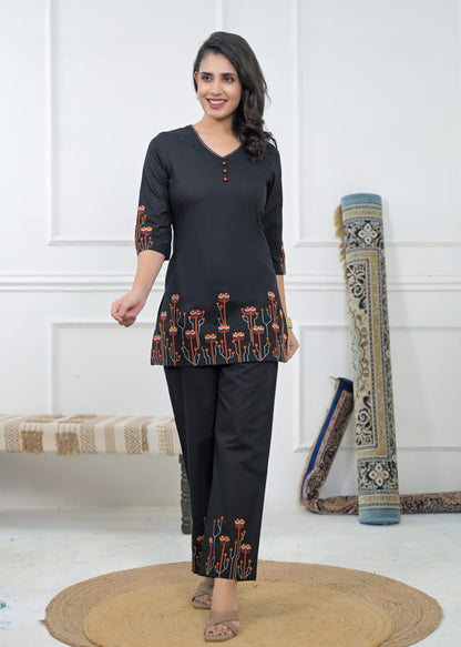Elegant Black Printed Co-Ord Set
