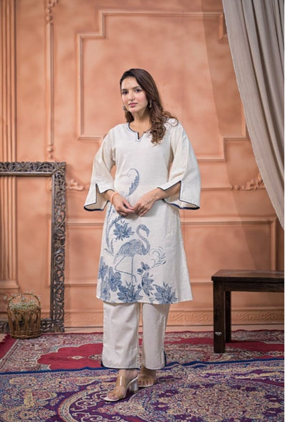 Blue Crane Print Cotton Co-Ord Set